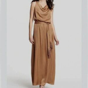Calypso St Barth Gold Satin sleeveless elastic waist Maxi dress women's sz Large